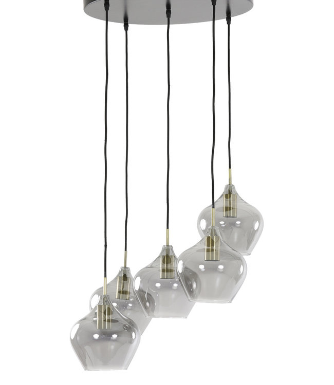 Light&Living Hanglamp 5L Ø61X66 cm Rakel Antiek Brons + Smoke