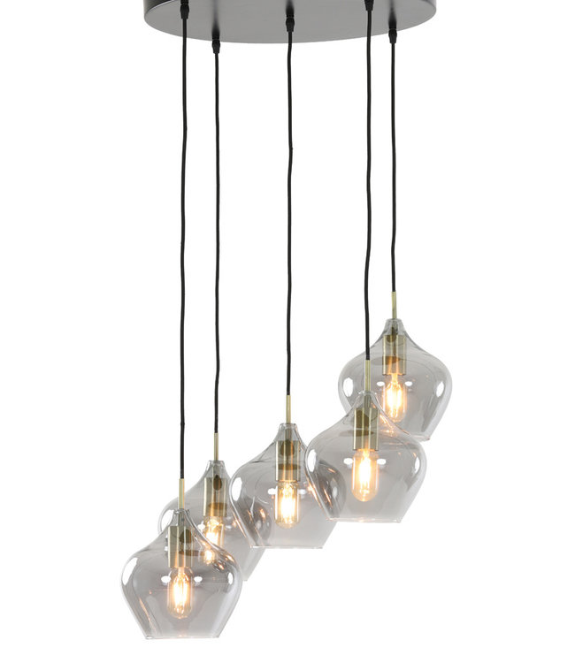 Light&Living Hanglamp 5L Ø61X66 cm Rakel Antiek Brons + Smoke