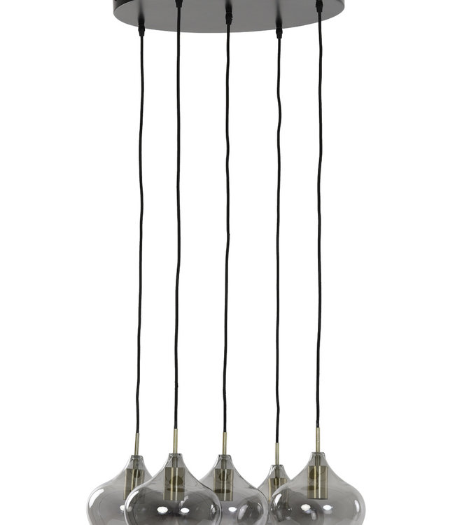 Light&Living Hanglamp 5L Ø61X66 cm Rakel Antiek Brons + Smoke