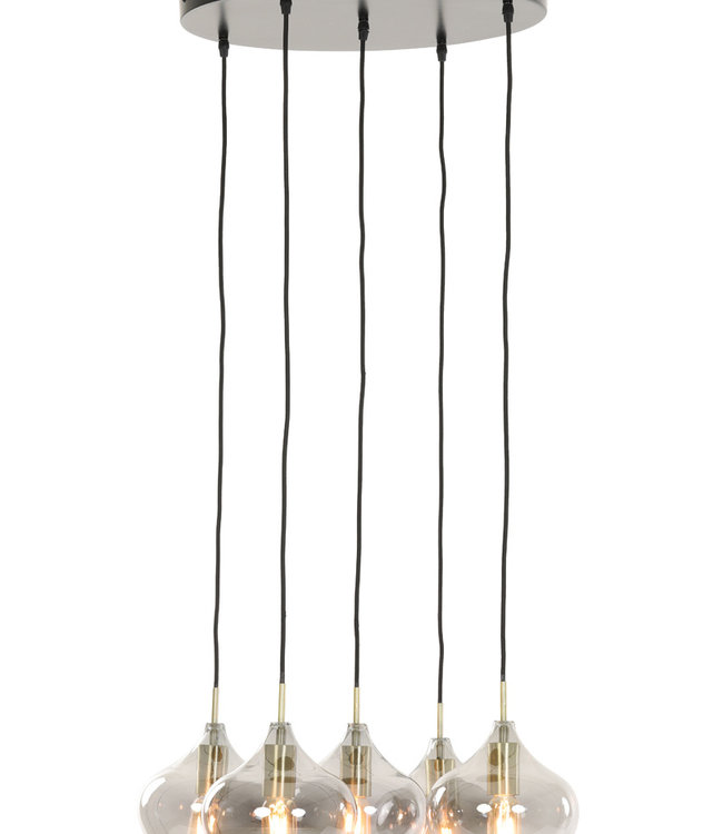 Light&Living Hanglamp 5L Ø61X66 cm Rakel Antiek Brons + Smoke