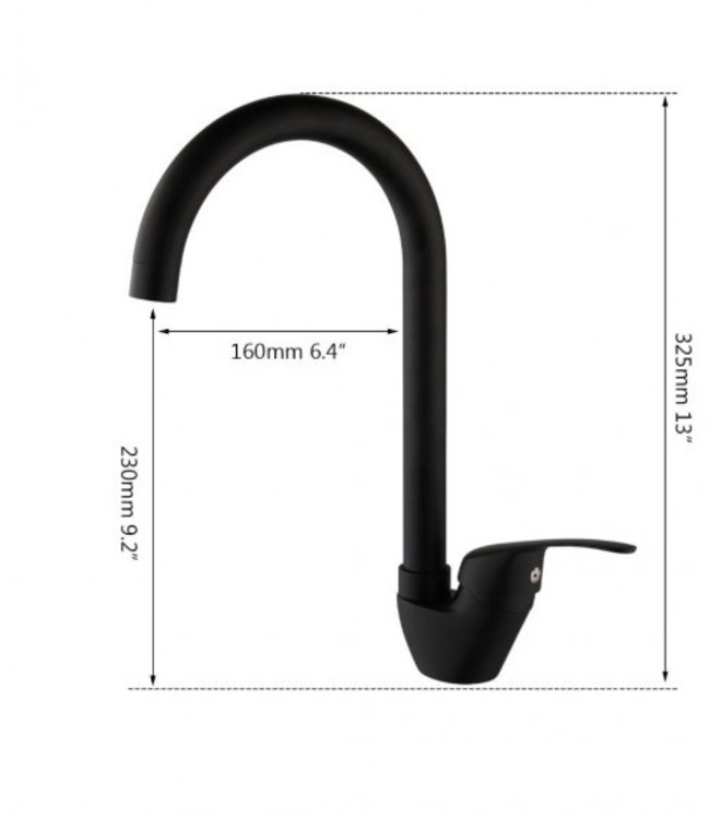 Rene Houtman Zwarte Draaibare Keukenkraan