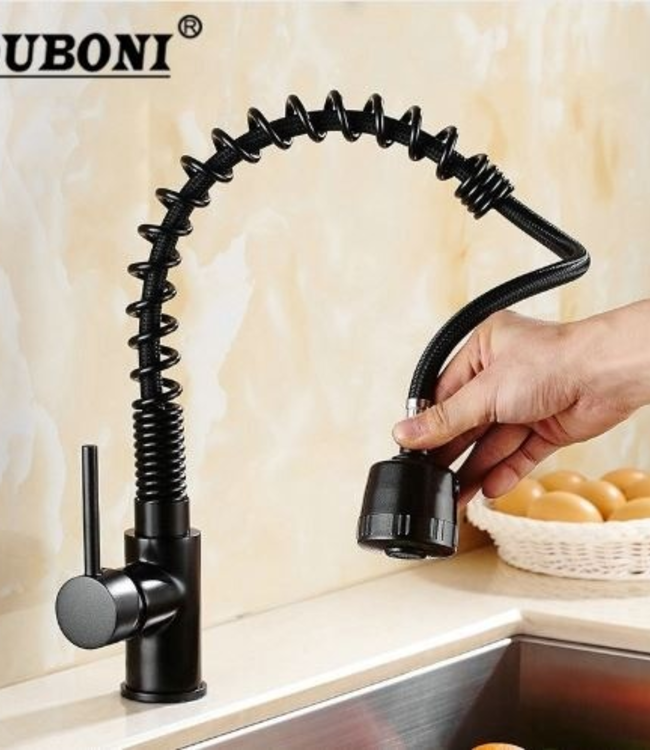 Rene Houtman Zwarte Keukenkraan - Draaibaar - Retro