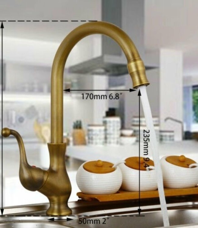 Rene Houtman Nostalgische Bronzen Keukenkraan