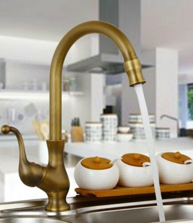 Rene Houtman Nostalgische Bronzen Keukenkraan