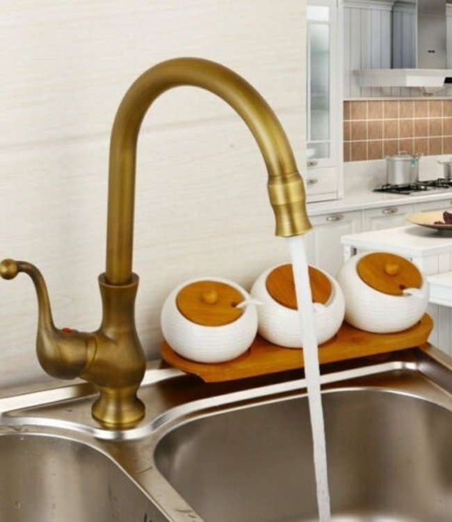 Rene Houtman Nostalgische Bronzen Keukenkraan