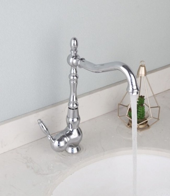 Rene Houtman Landelijke Wastafelkraan - Chroom - Met Draaibare Hals