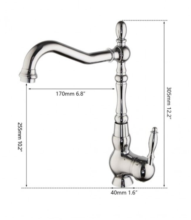 Rene Houtman Landelijke Wastafelkraan - Chroom - Met Draaibare Hals