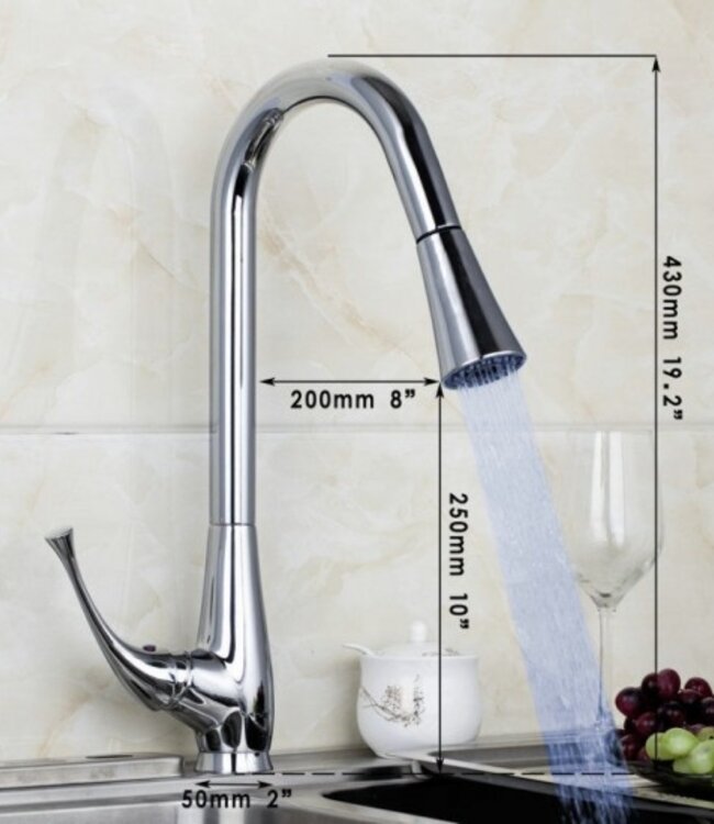 Rene Houtman Strakke Chroom Keukenkraan met LED