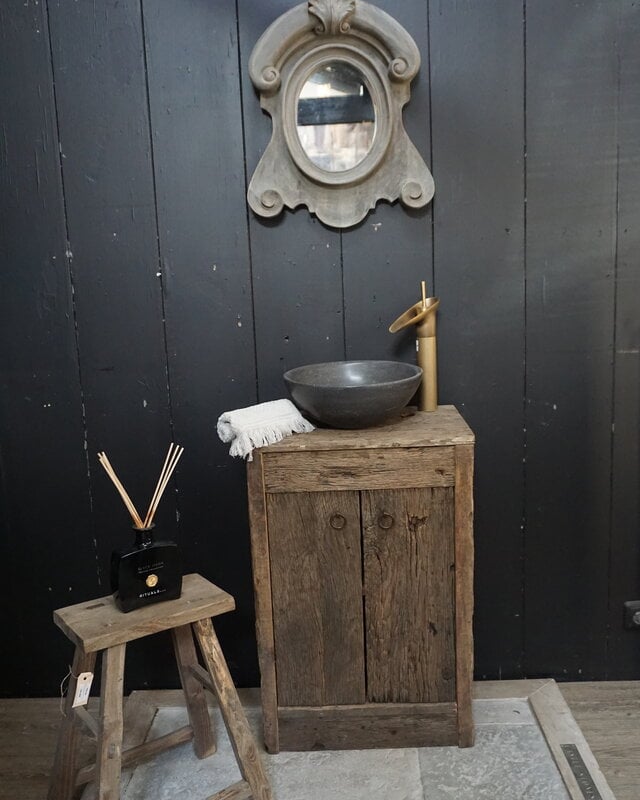 Rene Houtman Toiletmeubel Anouk Geborsteld Oud Eikenhout
