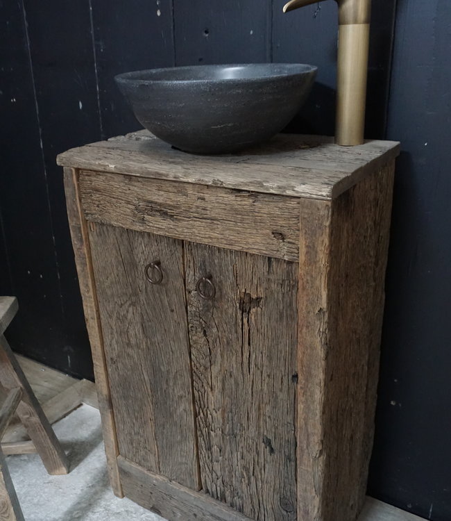 Rene Houtman Toiletmeubel Anouk Geborsteld Oud Eikenhout