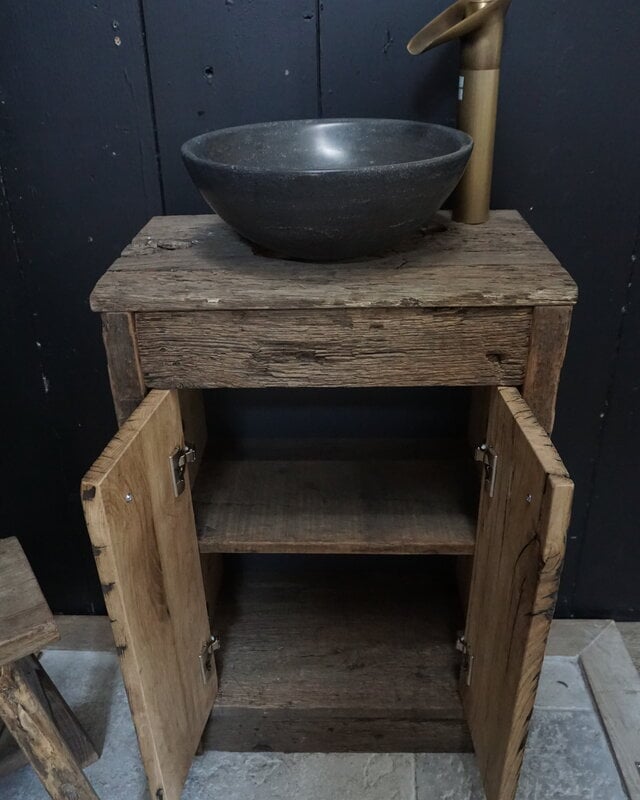 Rene Houtman Toiletmeubel Anouk Geborsteld Oud Eikenhout
