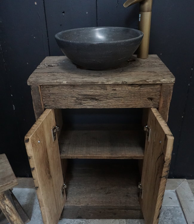 Rene Houtman Toiletmeubel Anouk Geborsteld Oud Eikenhout