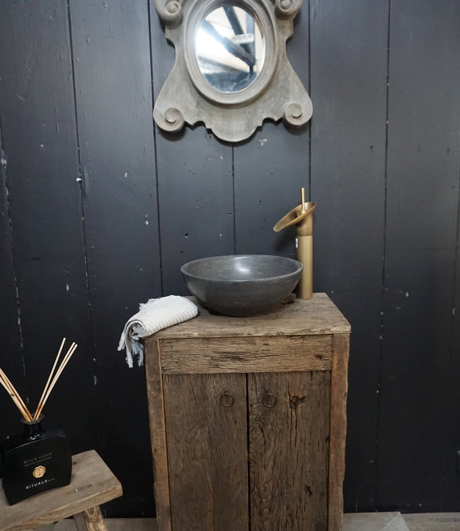 Rene Houtman Toiletmeubel Anouk Geborsteld Oud Eikenhout