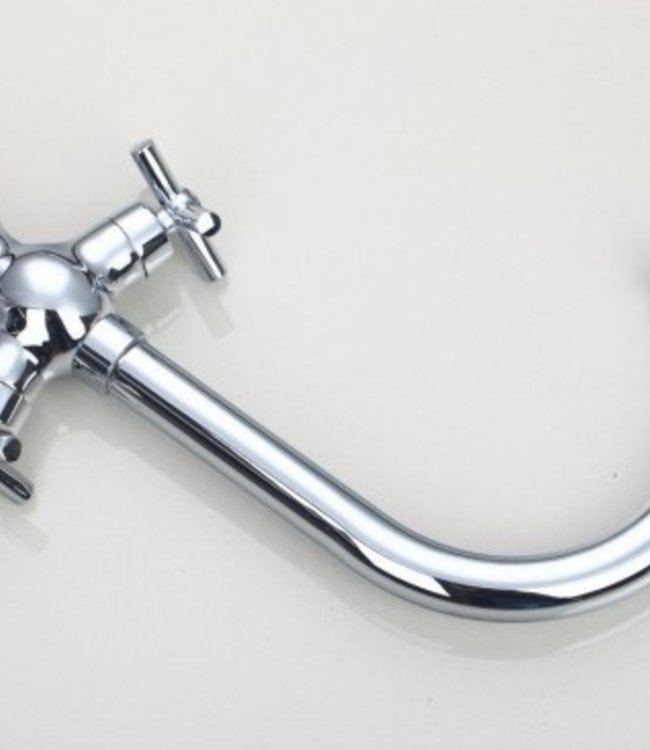 Rene Houtman Chroom Keukenkraan met Klassieke Draaihendels