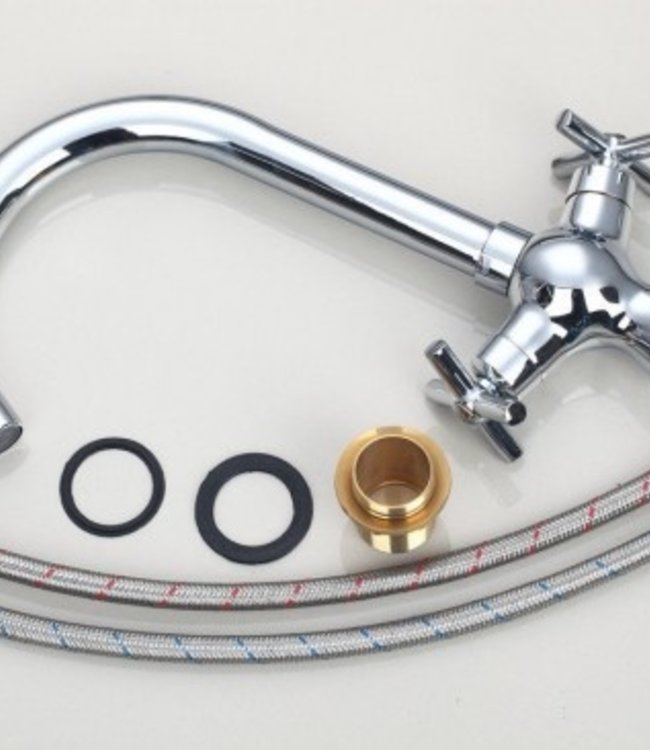 Rene Houtman Chroom Keukenkraan met Klassieke Draaihendels