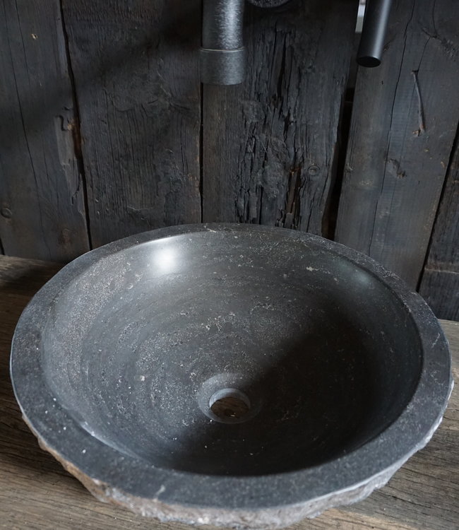 Rene Houtman Hardstenen Opzet Waskom Rond gekapt - B42 cm