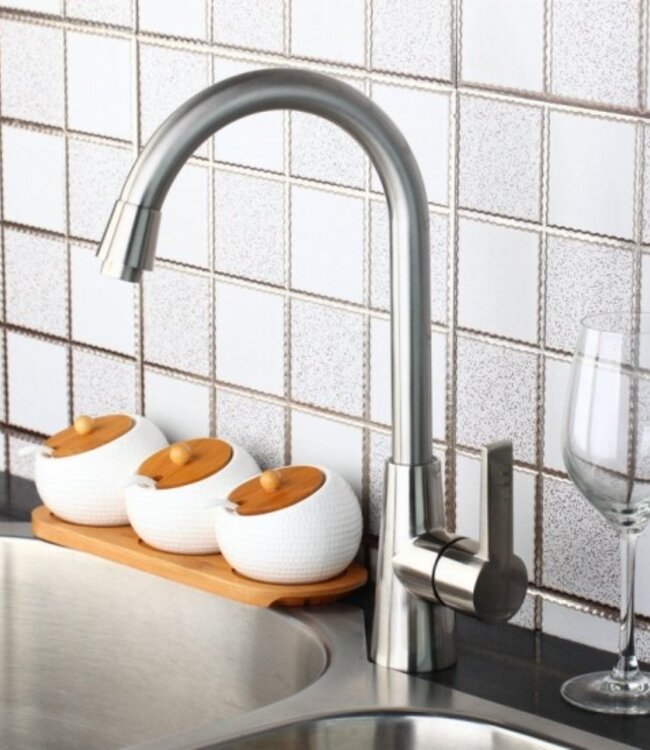 Rene Houtman Stijlvolle Draaibare Keukenkraan - Geborsteld Nikkel