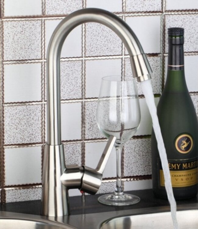 Rene Houtman Stijlvolle Draaibare Keukenkraan - Geborsteld Nikkel