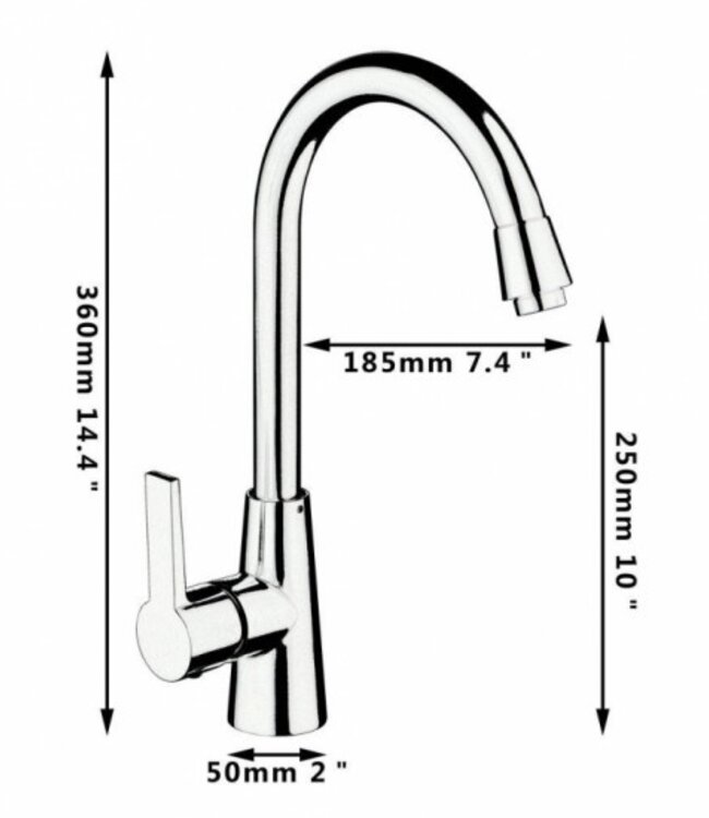 Rene Houtman Stijlvolle Draaibare Keukenkraan - Geborsteld Nikkel