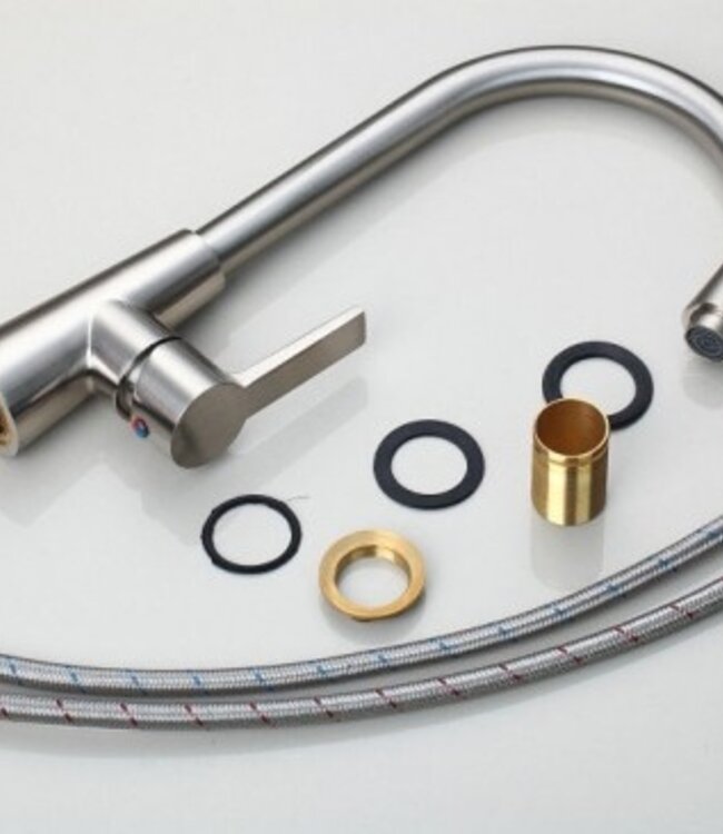 Rene Houtman Stijlvolle Draaibare Keukenkraan - Geborsteld Nikkel