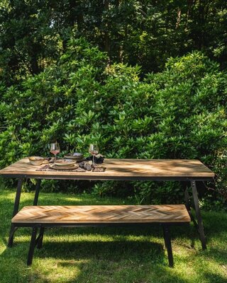 Bazar Bizar Visgraat Bankje - Naturel - 150 cm