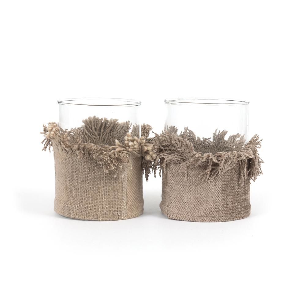 Bazar Bizar The Oh My Gee Kaars Houder - Concreet Velvet - L - Set van 2