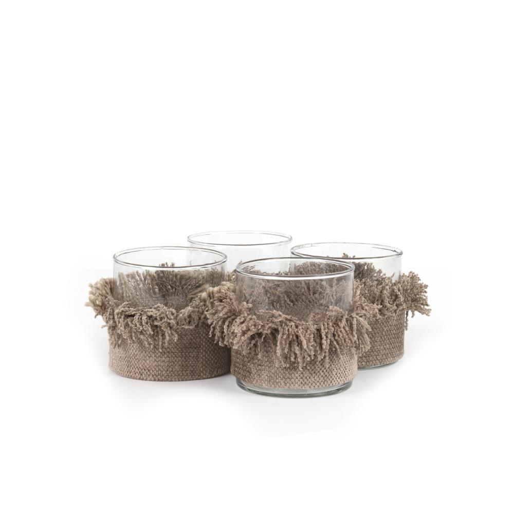Bazar Bizar The Oh My Gee Kaars Houder - Concreet Velvet - S - Set van 4