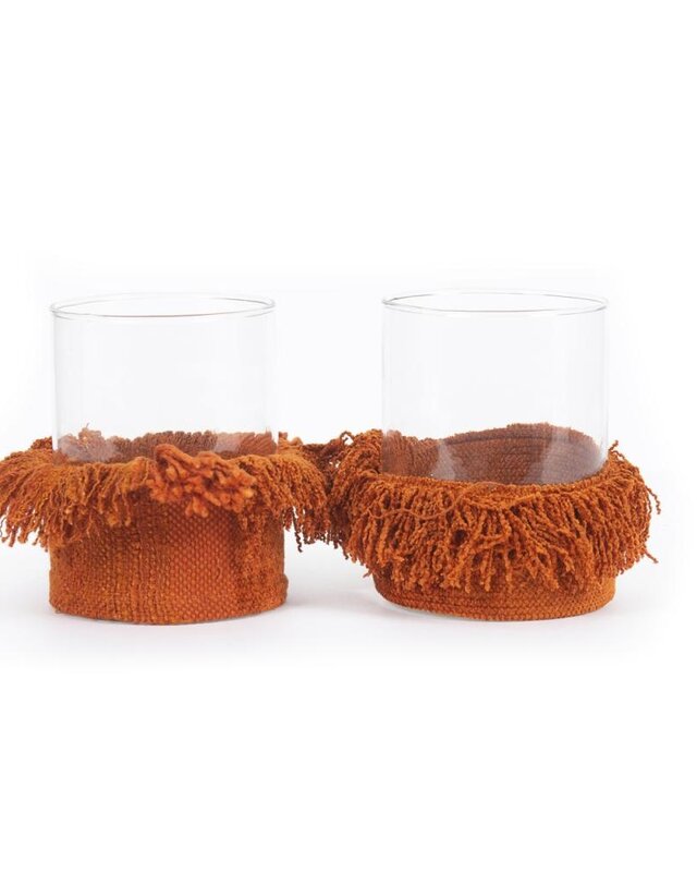 Bazar Bizar The Oh My Gee Kaars Houder - Roest Velvet - L - Set van 2