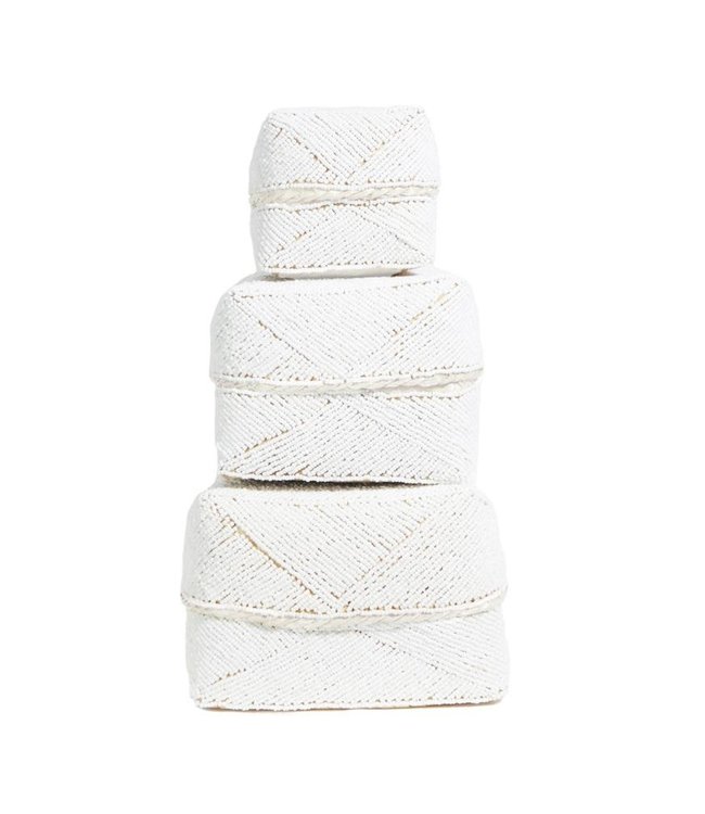 Bazar Bizar Beaded Basket - Wit - 3 stuks