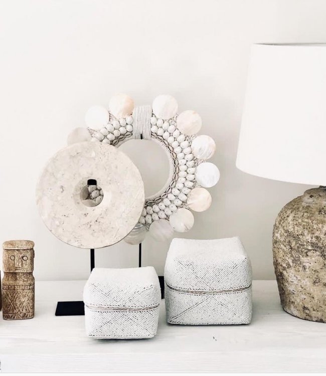 Bazar Bizar Beaded Basket - Wit - 3 stuks