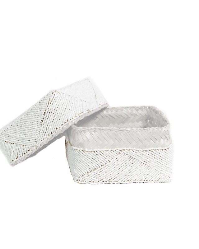 Bazar Bizar Beaded Basket - Wit - 3 stuks