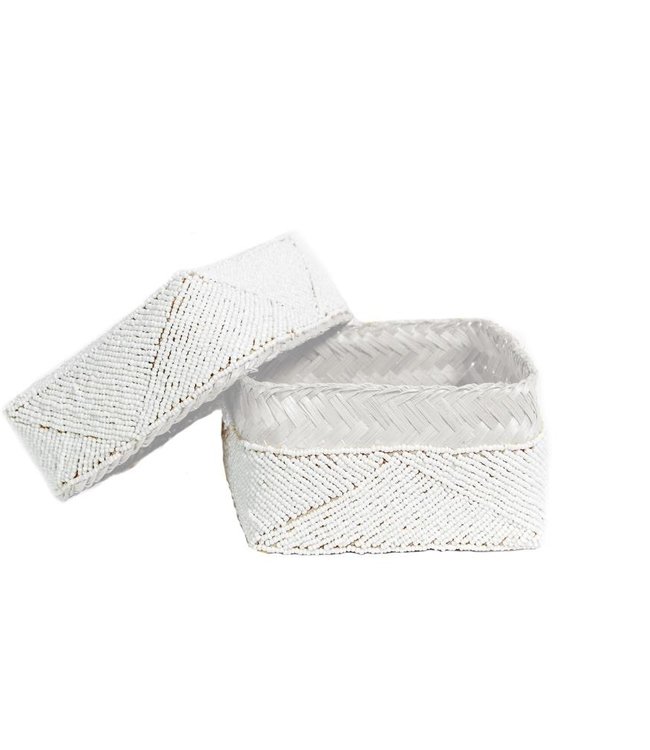 Bazar Bizar Beaded Basket - Wit - 3 stuks