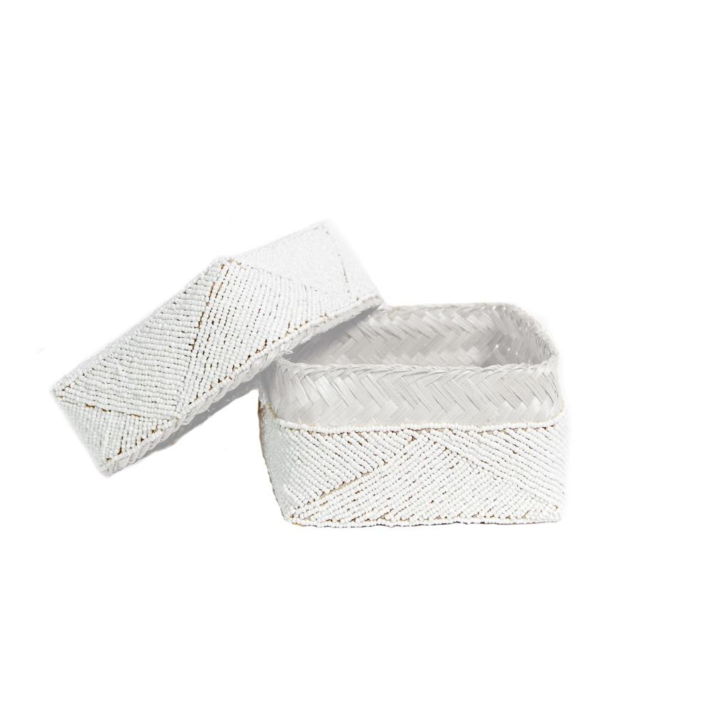 Bazar Bizar Beaded Basket - Wit - 3 stuks