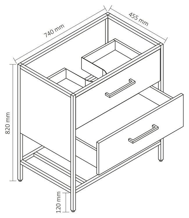 Rene Houtman Badkamermeubel Rustiq Industrieel H82 x B74 x D45.5 cm