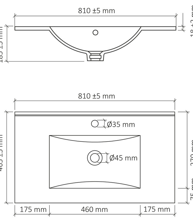 Rene Houtman Badkamermeubel Corrie Wit Met Rails H85 x B80 x D45 cm