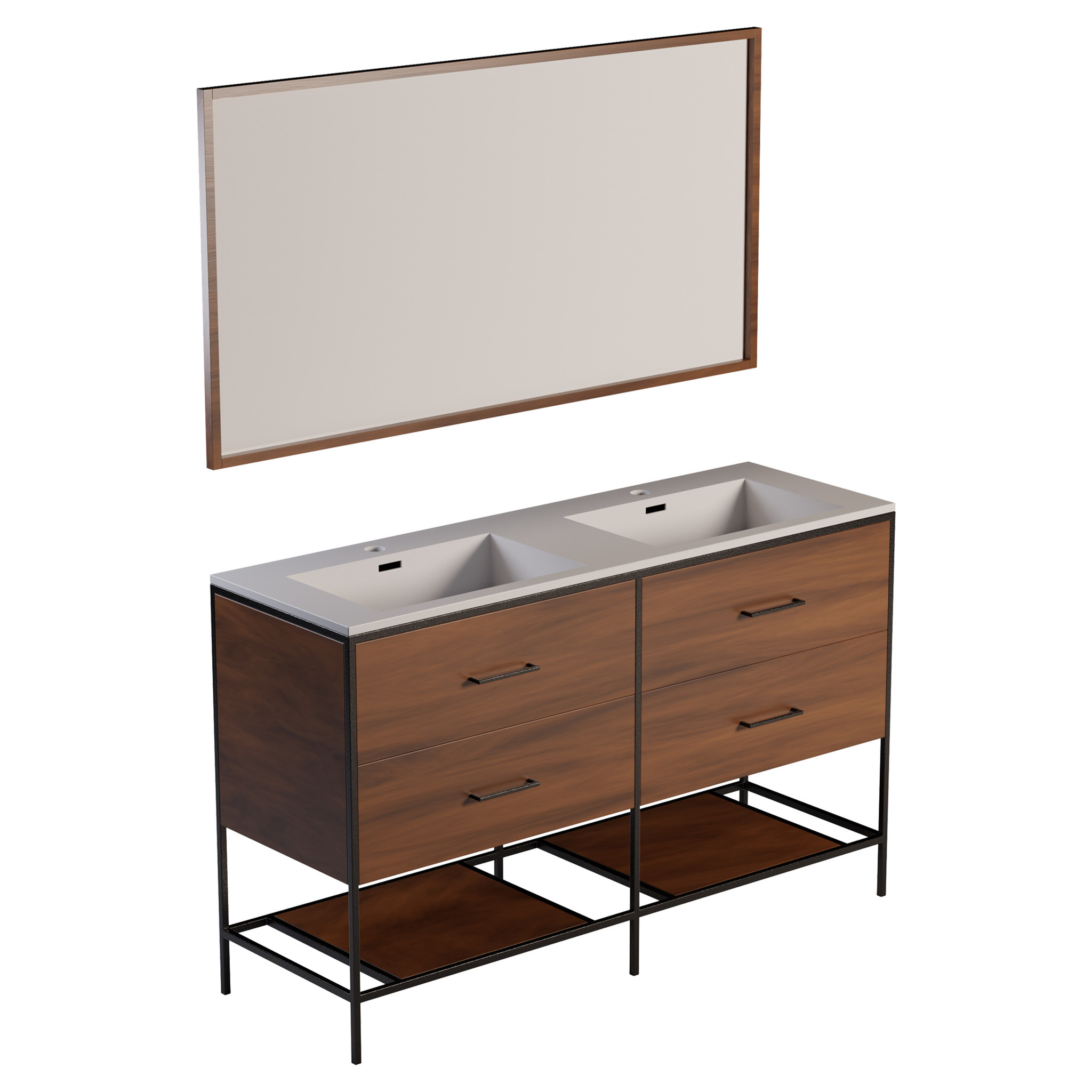 Rene Houtman Badkamermeubel Rustiq Bruin Industrieel L140 x D46 x H82 cm