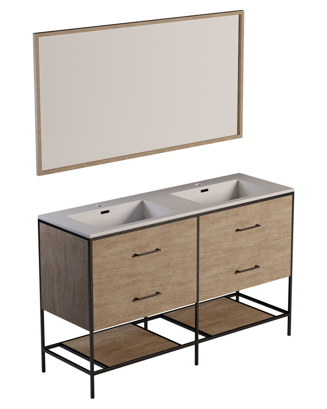 Rene Houtman Badkamermeubel Rustiq Licht Bruin Industrieel L140 x D46 x H82 cm