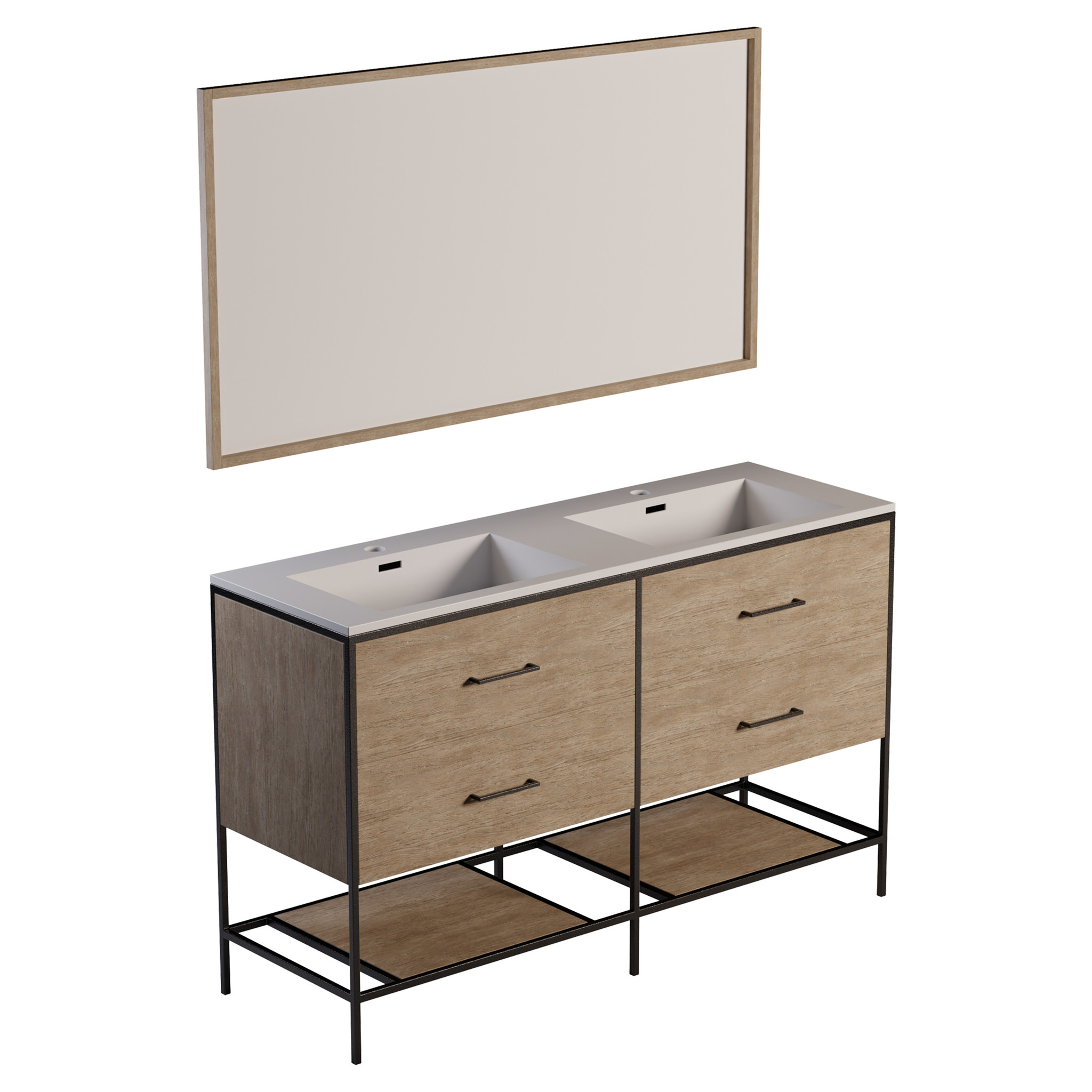 Rene Houtman Badkamermeubel Rustiq Licht Bruin Industrieel L140 x D46 x H82 cm