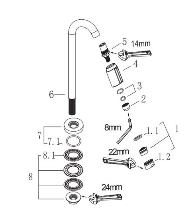 Rene Houtman Victoria Luxe Fonteinkraan XL | 1/2'' | Geborsteld Staal