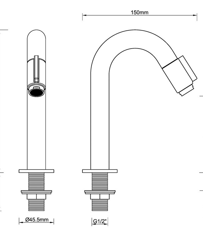 Rene Houtman Victoria Luxe Fonteinkraan | 1/2" | Gun Metal