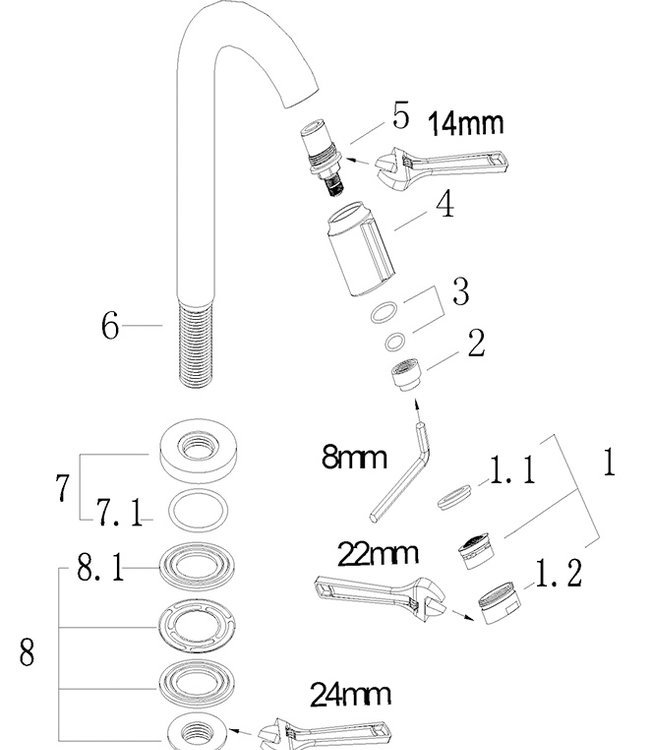 Rene Houtman Victoria Luxe Fonteinkraan | 1/2" | Gun Metal