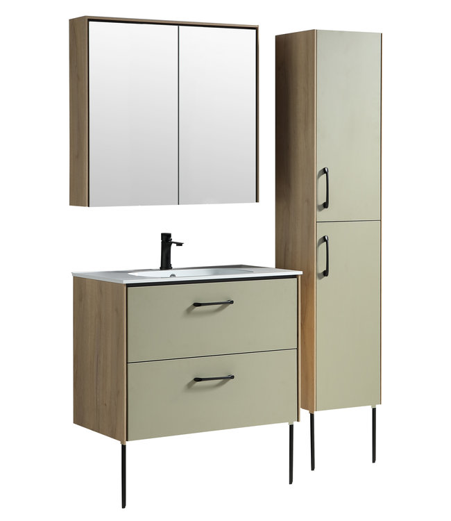 Rene Houtman Badkamermeubel Femke L61.5xD46.5xH85 cm Groen Mat 2 Lades