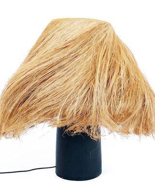 Bazar Bizar The Abaca Conical Tafellamp | Zwart/Naturel