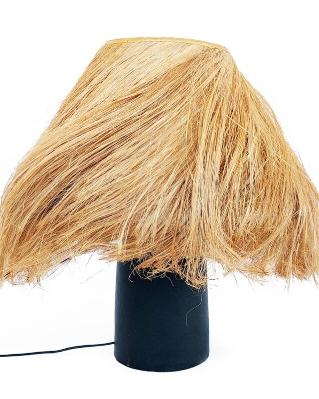 Bazar Bizar The Abaca Conical Tafellamp | Zwart/Naturel
