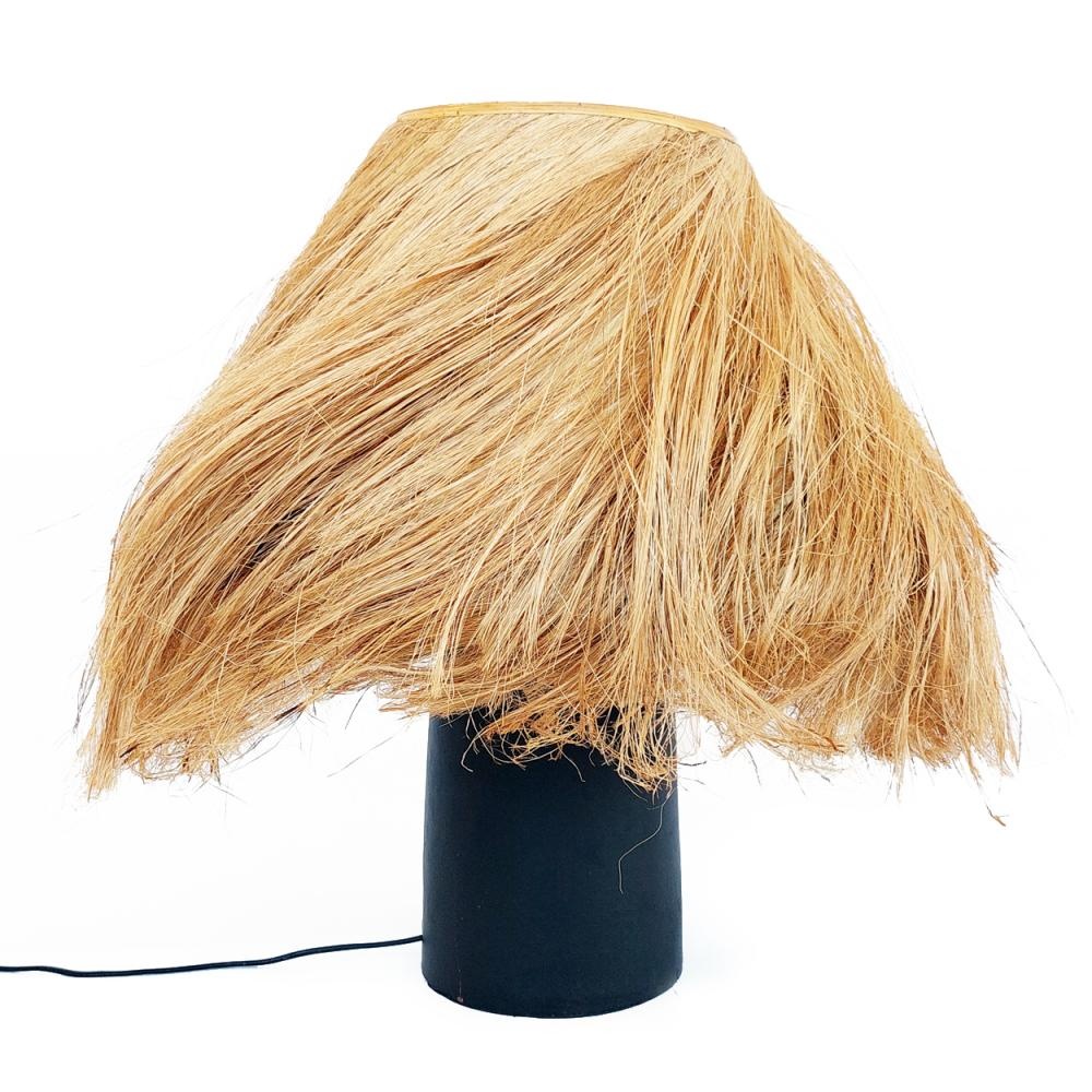 Bazar Bizar The Abaca Conical Tafellamp | Zwart/Naturel