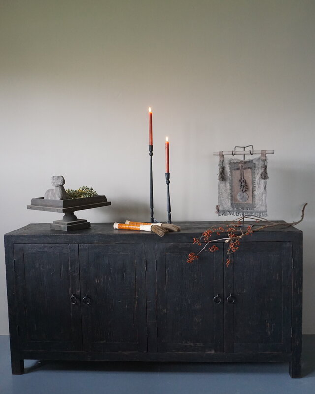 Rene Houtman Sidetable/Dressoir Zwart L180xD46xH90 cm 4-deurs