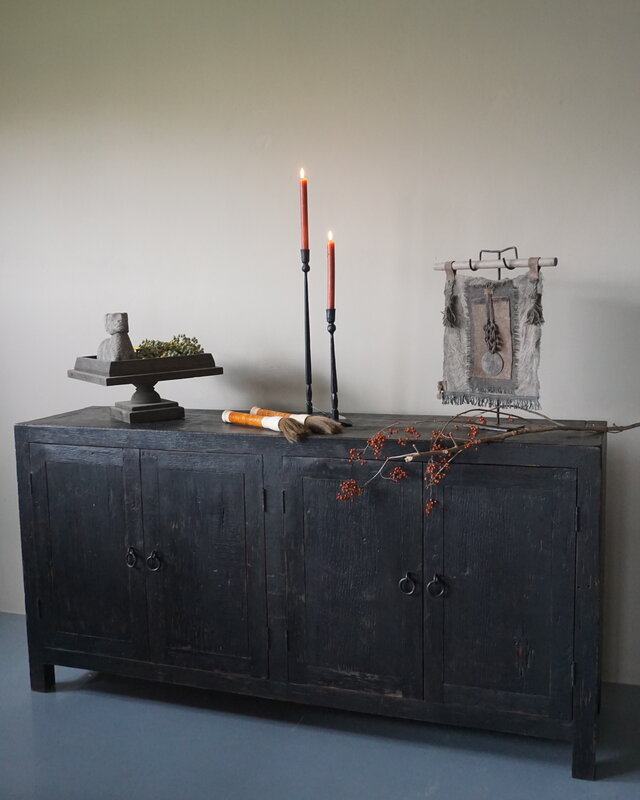 Rene Houtman Sidetable/Dressoir Zwart L180xD46xH90 cm 4-deurs