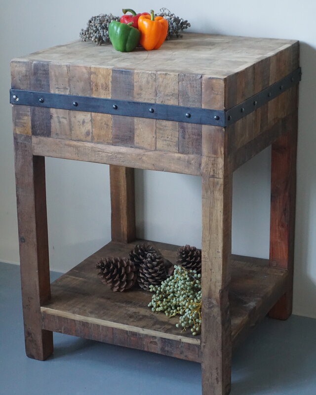 Rene Houtman Hakblok Werktafel Oud Teak H86 x B60 Cm