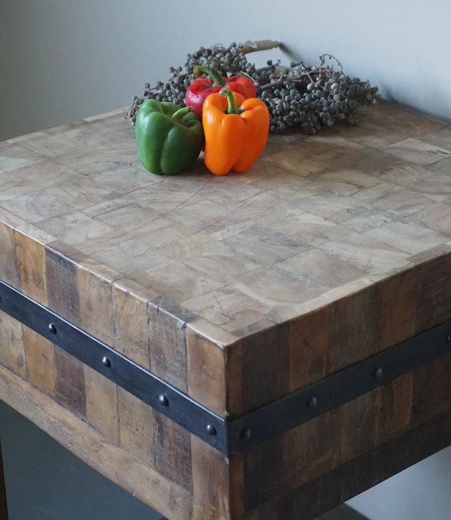 Rene Houtman Hakblok Werktafel Oud Teak H86 x B60 Cm