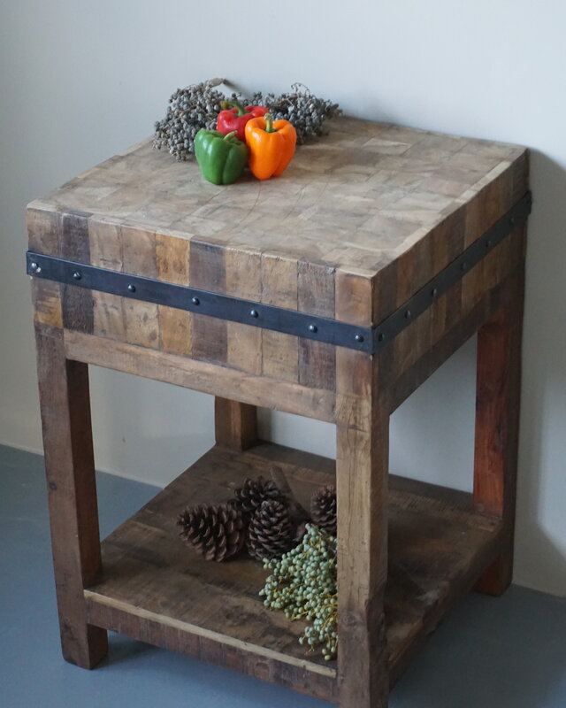 Rene Houtman Hakblok Werktafel Oud Teak H86 x B60 Cm